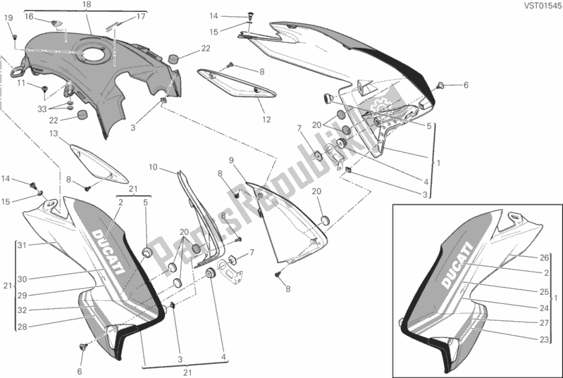 Toutes les pièces pour le Carénage du Ducati Hypermotard 939 SP USA 2018